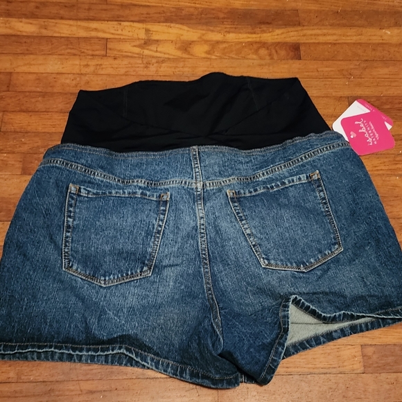 Isabel Maternity denim shorts pre pregnancy size 14/32 crossover panel denim - Picture 2 of 7